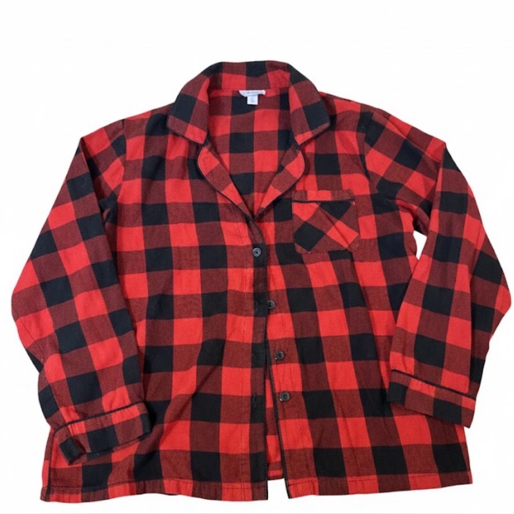 Wondershop Women’s Buffalo Plaid Black And Red Pajama Set Cozy Holiday Sleepwear - Picture 4 of 5